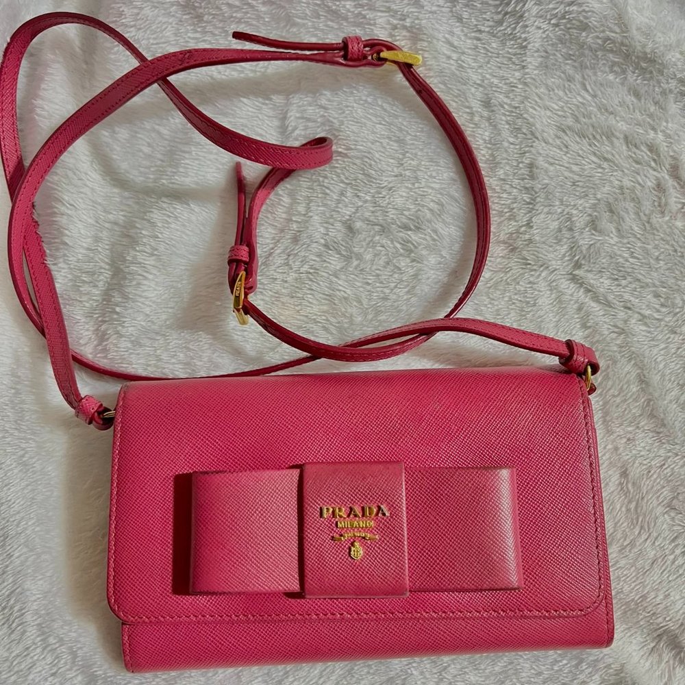 COPY - Prada Saffiano Lux Bow Crossbody Bag Pink Valentine